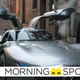 Barry Allen (Ezra Miller, left), inspects the fancy car owned by Bruce Wayne (Ben Affleck, right), in Justice League.